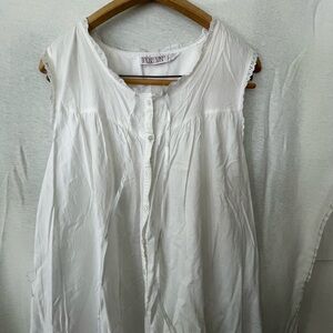 LINDSEY BLAKE 100% COTTON woman S  White night gown laced Collar button
